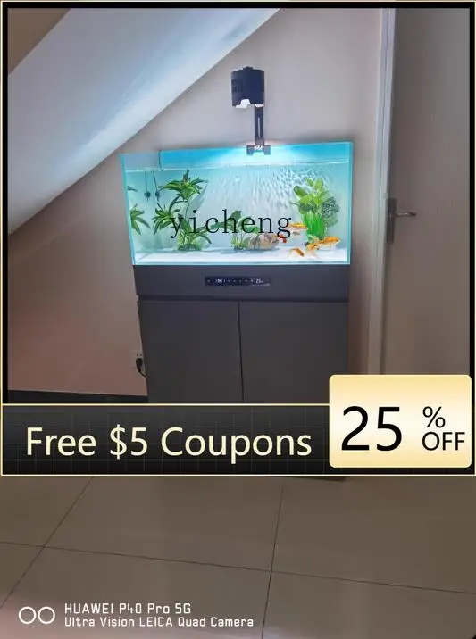 

AA Ultra-white bottom filter intelligent ecological stream tank landscaping glass aquarium fish tank living room small