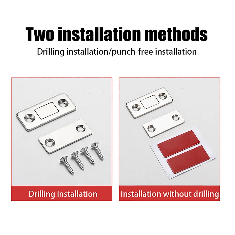 Furnitur penutup pintu kuat, Magnet pintu kabinet tanpa lubang, Laci sekrup tak terlihat ultra-tipis, pengisap pintu Magnet pintu lemari