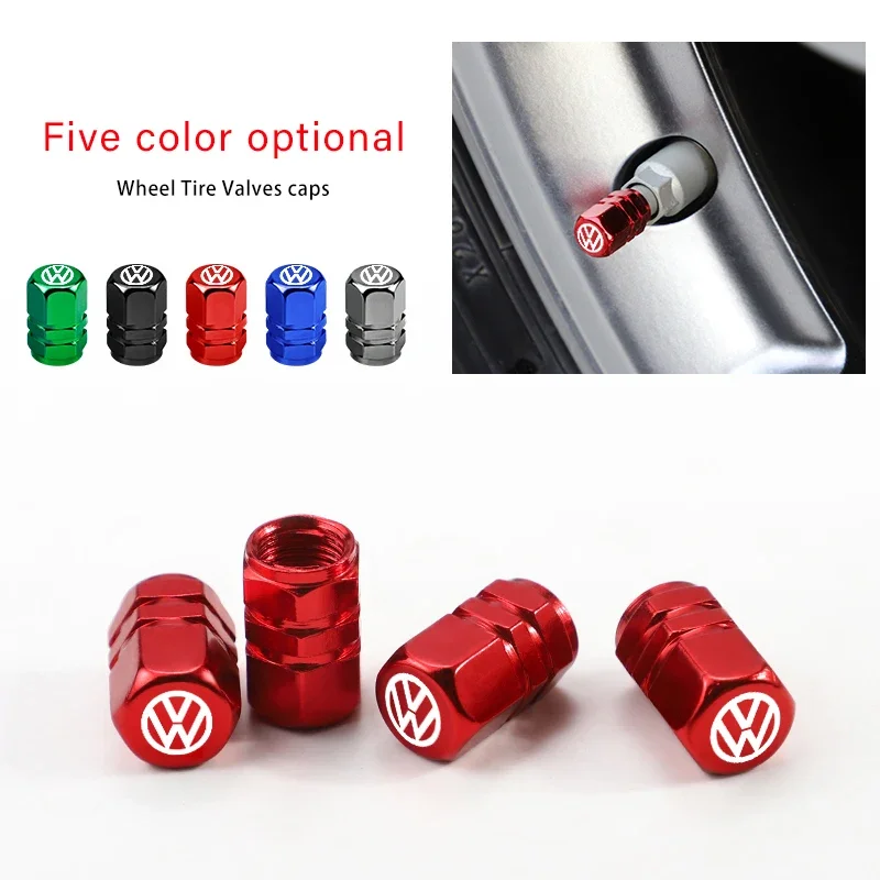 

2026 Hot For VW VOLKSWAGEN 4Pcs 3D Metal Car Tire Valve Caps Wheel Dust Cover For Volkswagen GTI R-Line R Polo T5 Golf Passat Sc