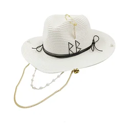 Women's Sun Hat Straw Hat 2024 New Style Paired with Bikini Jazz Hip Hop Summer Hat Punk Fashion Style Beach Hat Church Hat