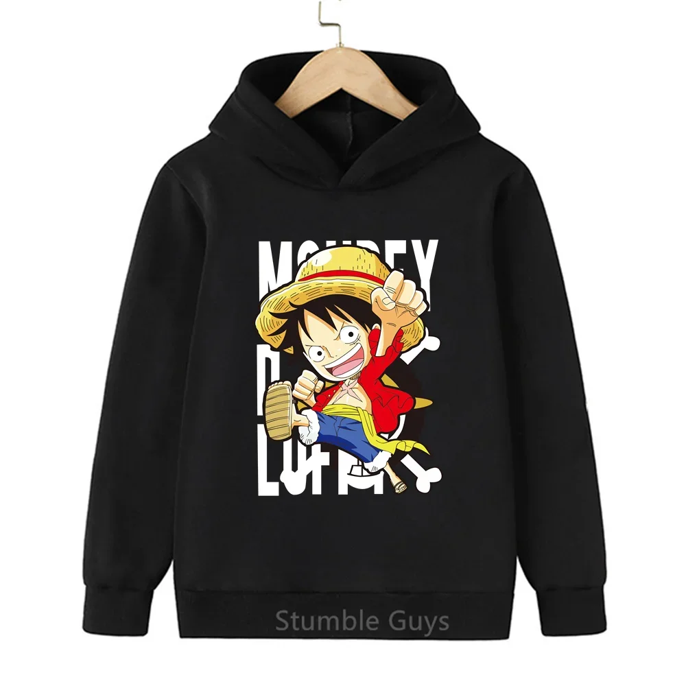 

Autumn Kids One Piece Hooded Sweatshirt Boys Clothes Girls Anime Luffy Print Casual Anime Sports Anime Tops