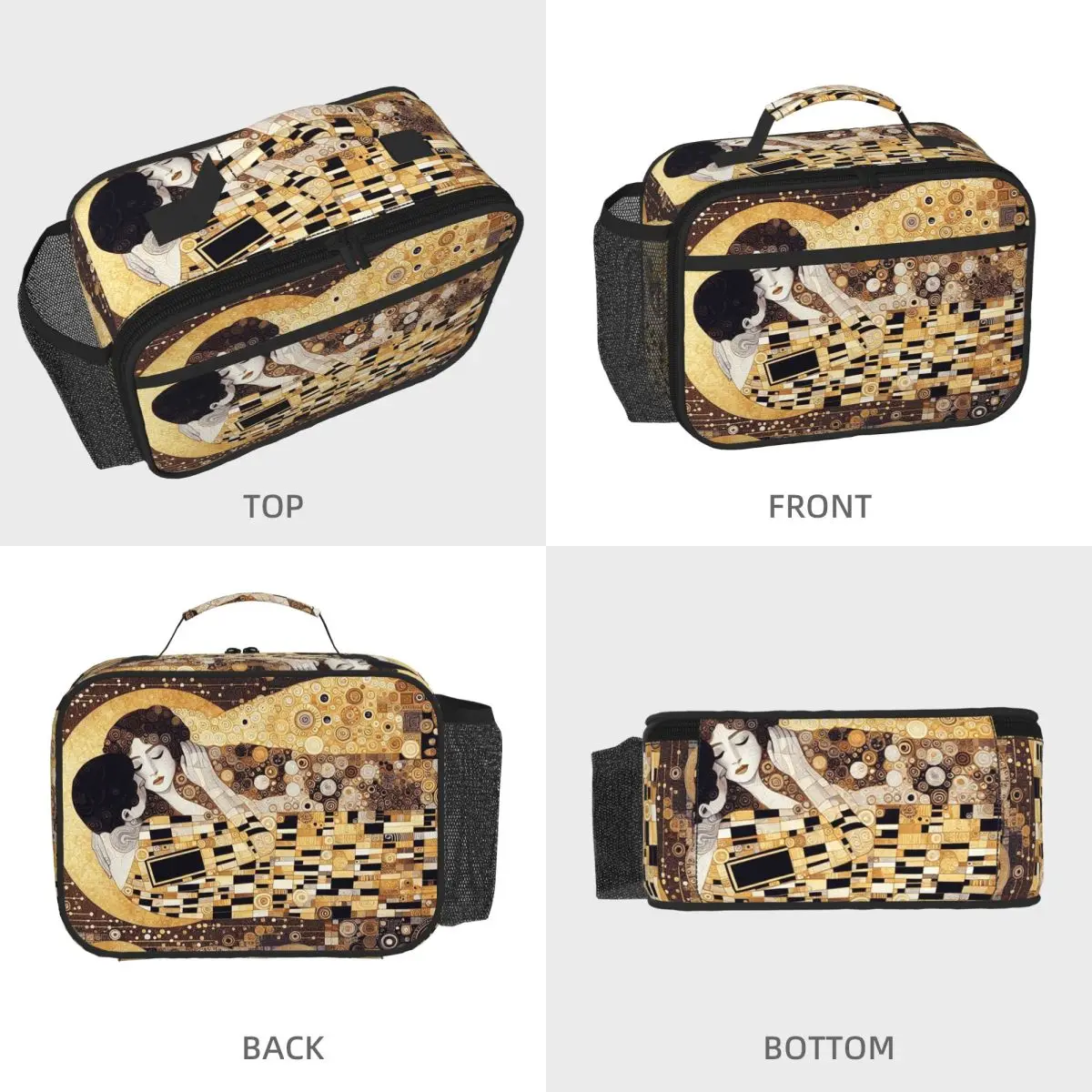Gustav Klimt The Kiss Abstract Freyas Art Insulated Lunch Bag for Women Office Cooler Thermal Food Box Tote Lunch Boxes