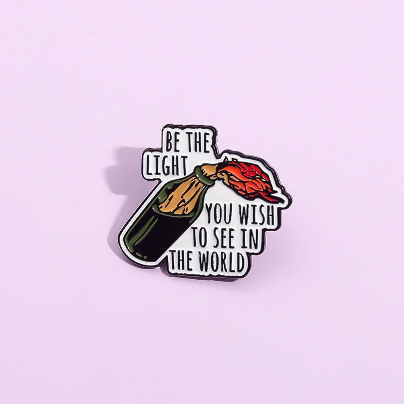 Cartoon flame design Enamel Pin Fun English Alphabet Phrases Brooches Lapel Badge Jewelry Gifts for Friends
