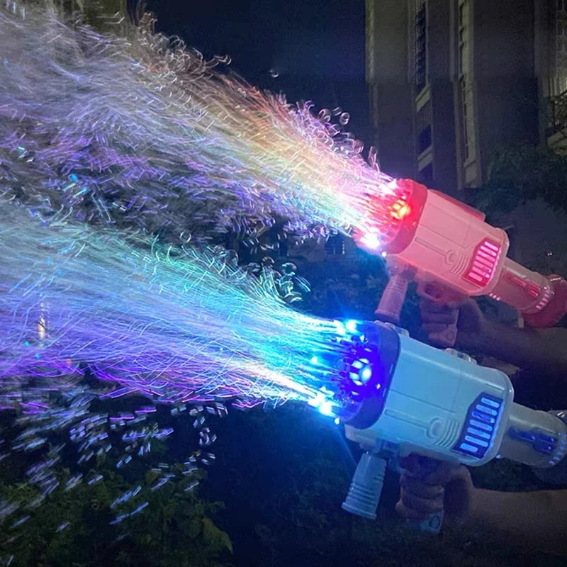 Bubble Gun Rocket Machine Kid Party Toy Led Light Blower Children Gift Gatling Rainbow Boom Supplies Birthday Holes Launcher DJ