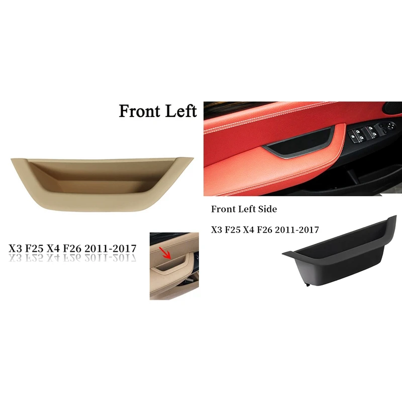 2 Pcs Car Auto Interior Inner Door Handle Pull Trim Compatible Front Left Side,Cream Color & Black