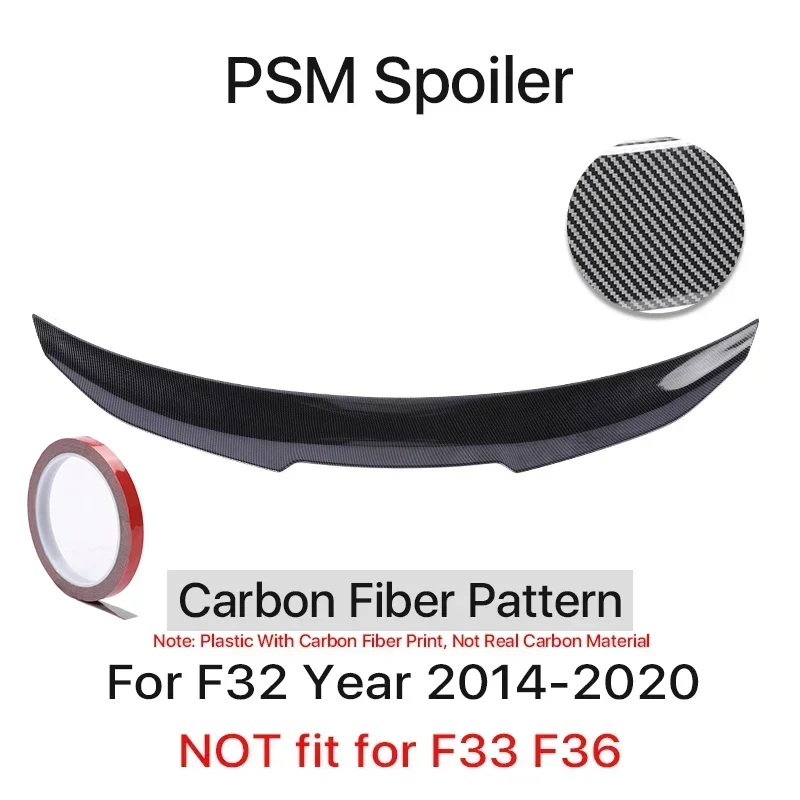 Kofferbak Spoiler Bumper Lip Voor BMW 4-serie F32 F33 F36 Koolstofvezel PSM M4 MP Stijl Vleugel Staart Kit 2014-2020 Glanzend Zwart