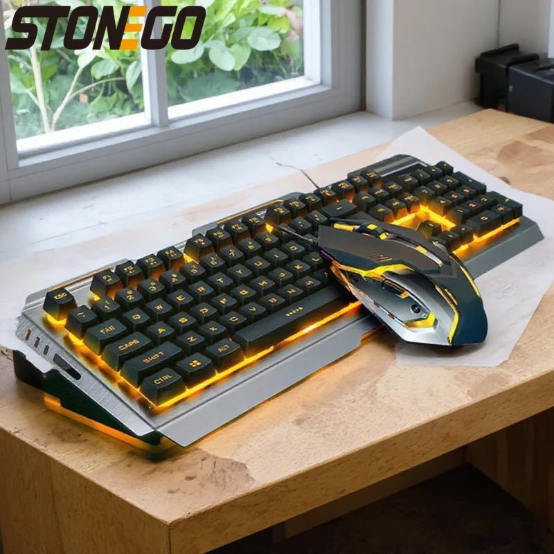

USB Wired Mechanical Gaming Keyboard and Mouse Combo Ergonomic Keyboard and Mouse Set for PC Laptop Gaming Accessories