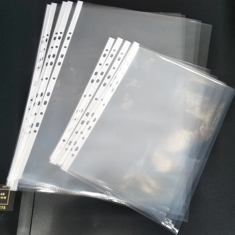 20pcs Transparent Sheet Protector A5 Binder Sleeves A3 Paper Organizer Clear File Bag 12C Thickened Transparent Bag For A4 File