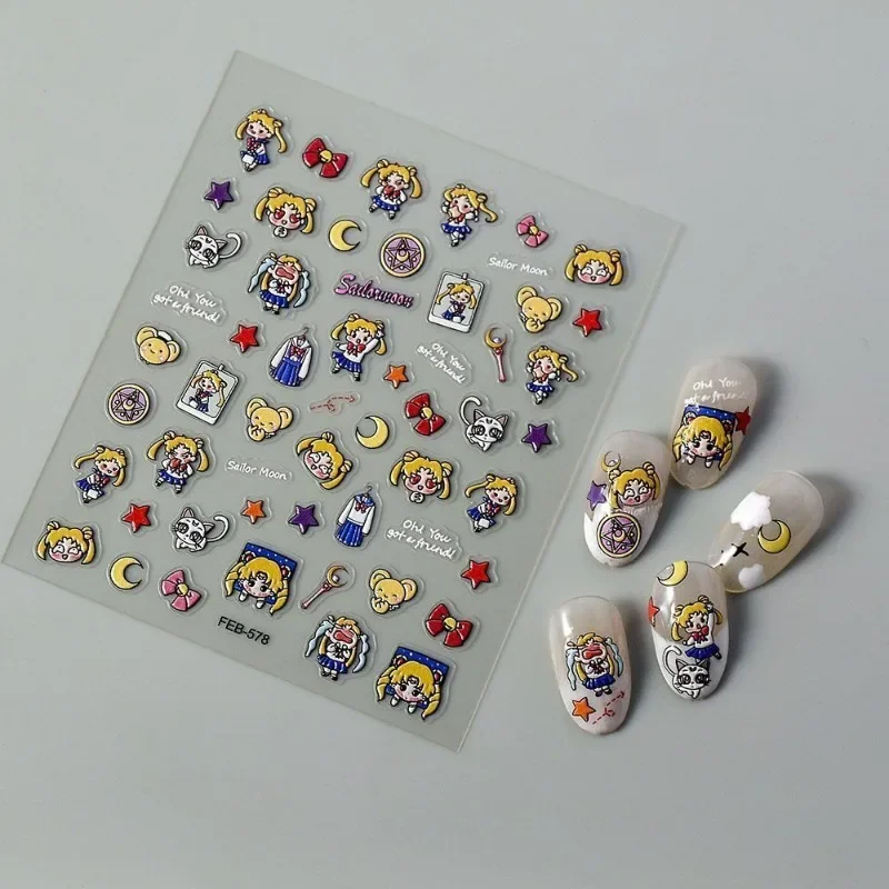 New Sailor Moon Anime Peripheral Stickers Tsukino Usagi Hand Ledger Material Cute Nail Stickers Exquisite Holiday Gift Wholesale