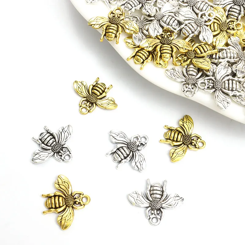 20 sztuk Bumble Bee Honeybee owady Charms Antique złoty/srebrny kolorowy wisiorek tworzenia biżuterii naszyjnik DIY bransoletka biżuteria ustalenia