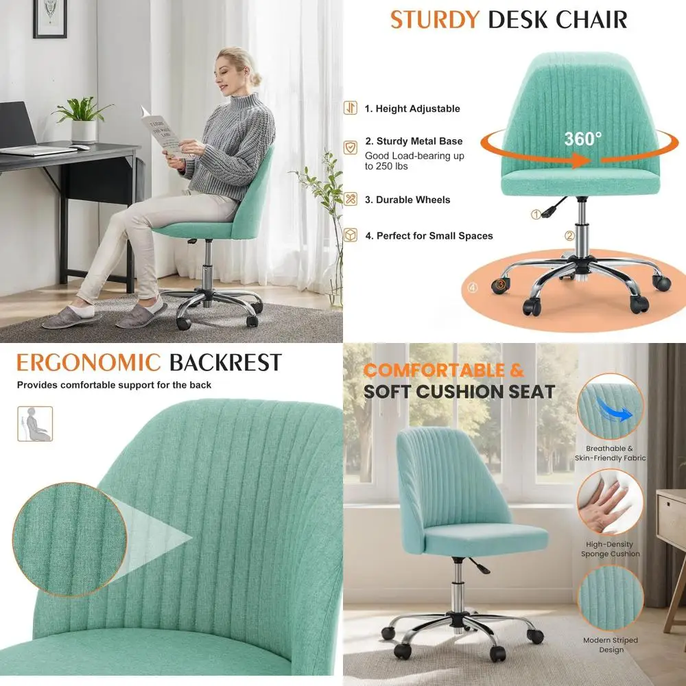 

Регулируемый по высоте вращающийся офисный стул, удобное современное кресло на колесиках для дома, гостиной, макияжа, спальни, туалетного столика