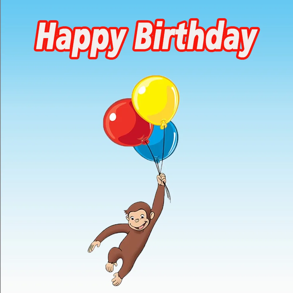 عيد ميلاد سعيد الكرتون جورج قرد خلفية الأطفال الأصفر موضوع التصوير الدعائم الحمام شنقا القماش التخصيص