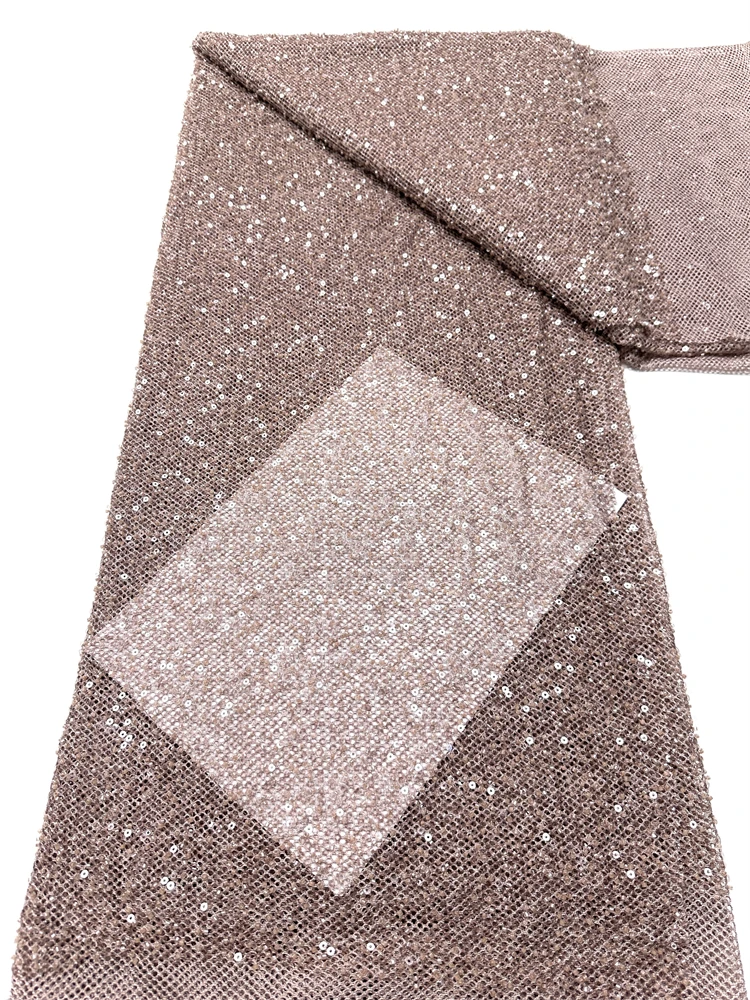 

5 Yards Luxury African Sequins Groom Lace Fabric 2025 High Quality French Nigerian Beaded Lace Fabric For Wedding Dress