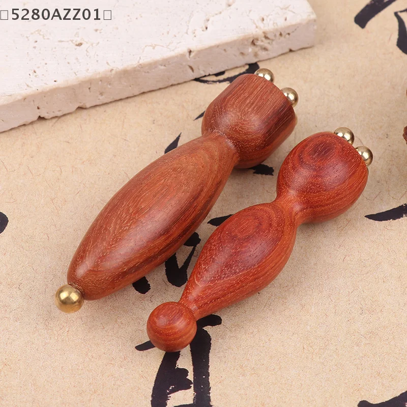 Handheld Lotus Seedpod Beauty Professional Brass & Rosewood Facial Gua Sha Tool Eye Relaxation Spot Meridians Acupoint Massage