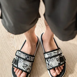 Nicht -Slip -Innenpantoffeln mit Soft -Sohle, Outdoor -Plänen, Hakenschleife, Casual Flip Flop Beach, Sommermode 8 Hauptaufnahme des Klettschilds - №8