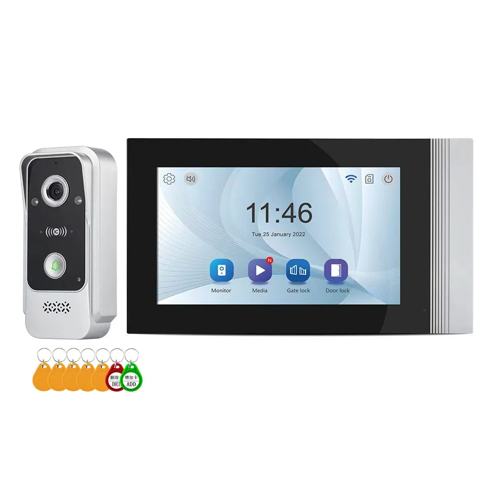 2MP 1080P Tuya APP Wired Video Door Phone 7Inch Screen WIFI Doorbell Intercom Visual Door Viewer Camera 1V2