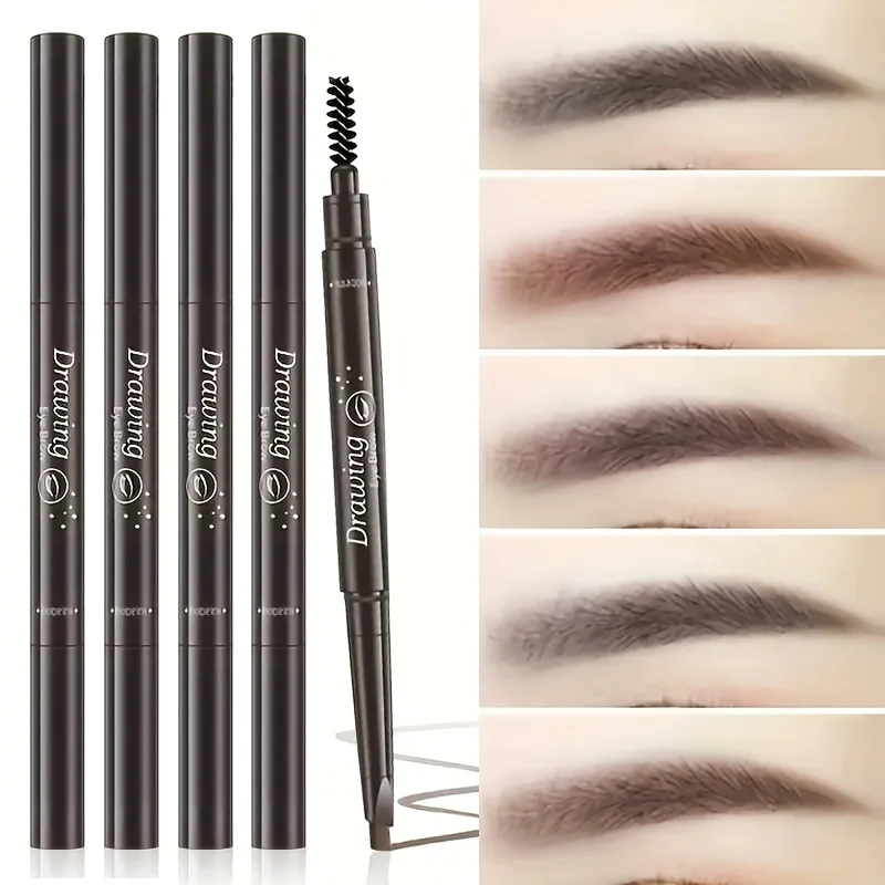 Wasserfest, 5 Farben, natürliches Make-up, doppelköpfiger automatischer Augenbrauenstift, wasserfest, lange Effizienz, einfache Augenbrauen und Augen