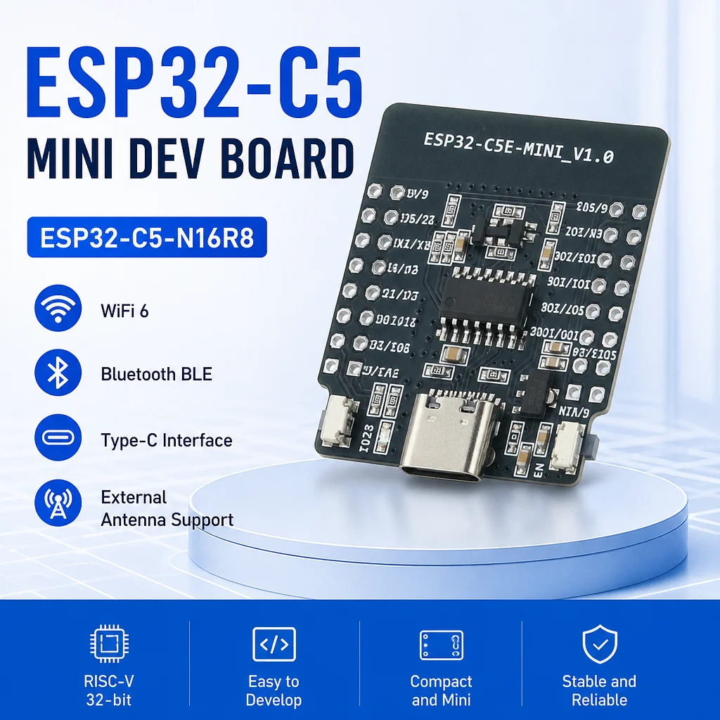 ESP32 C5 N16R8 Development Board Type C Interface Support External Antenna 2.4G 5G WiFi6 Wide Temperature Smart Gateway Module