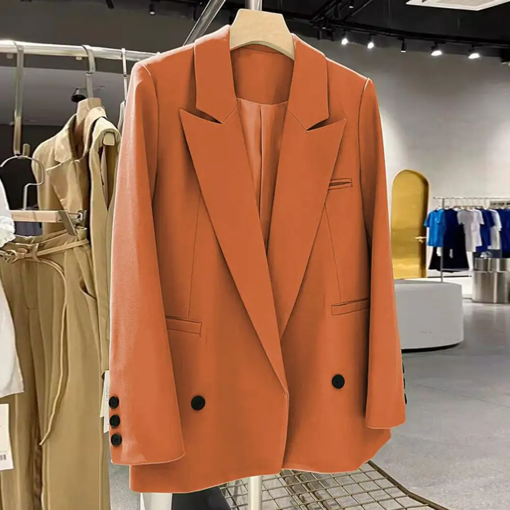 Cappotto da ufficio a maniche lunghe cappotto da lavoro elegante da donna con tasche a maniche lunghe con risvolto elegante capispalla da ufficio per il lavoro