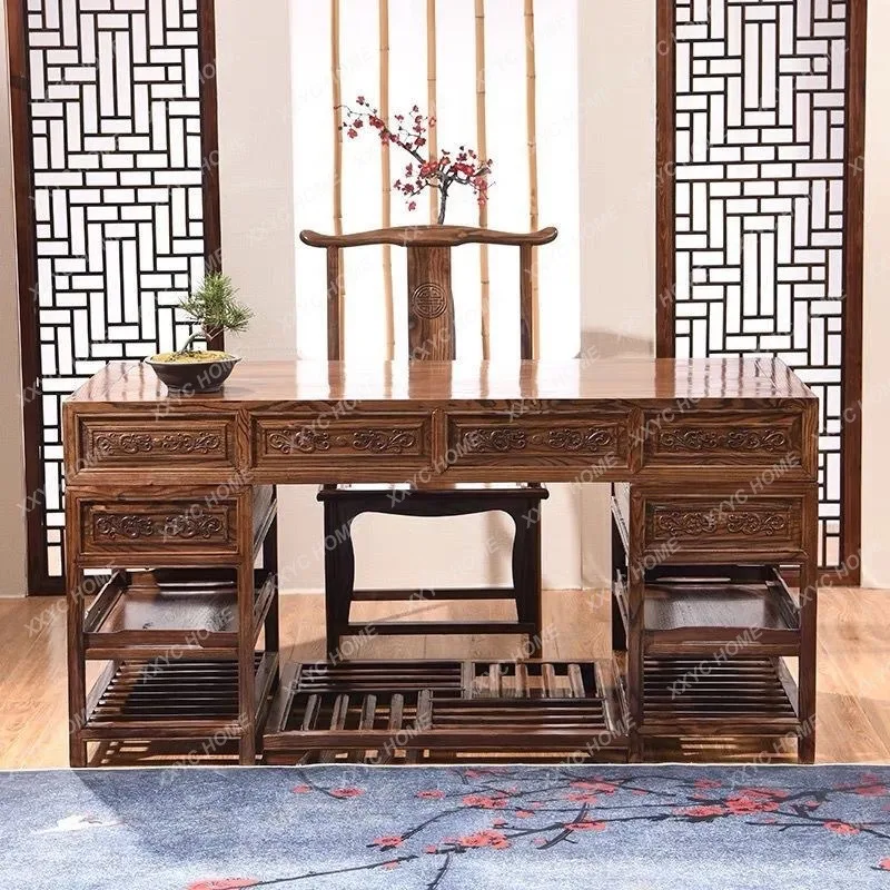 

Классический китайский письменный стол из массива дерева, новый и в винтажном стиле, консультационный стол.