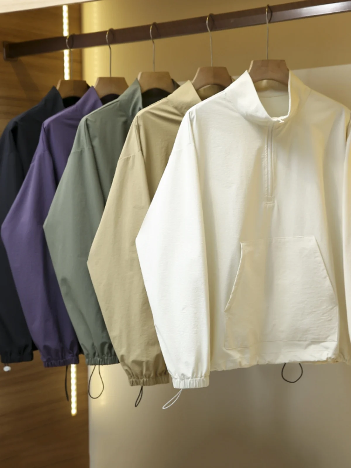 

Уличная повседневная весенняя мужская дышащая рабочая одежда Qui Dry, толстовка на молнии, длинная куртка-стойка с воротником-стойкой