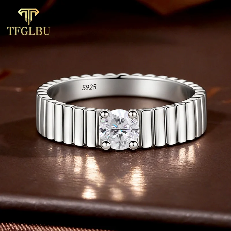 

TFGLBU 100% стерлинговое серебро 925 пробы, роскошные прямоугольные кольца с муассанитом Eternity Band для женщин, повседневные свидания, помолвочные ювелирные украшения