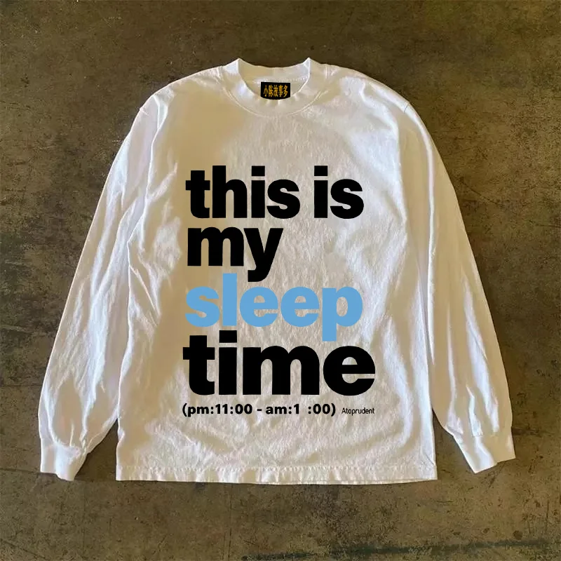 Heavyweight Pure Cotton Long Sleeve T-Shirt American Retro Style Unisex Streetwear Casual Breathable round Neck Top