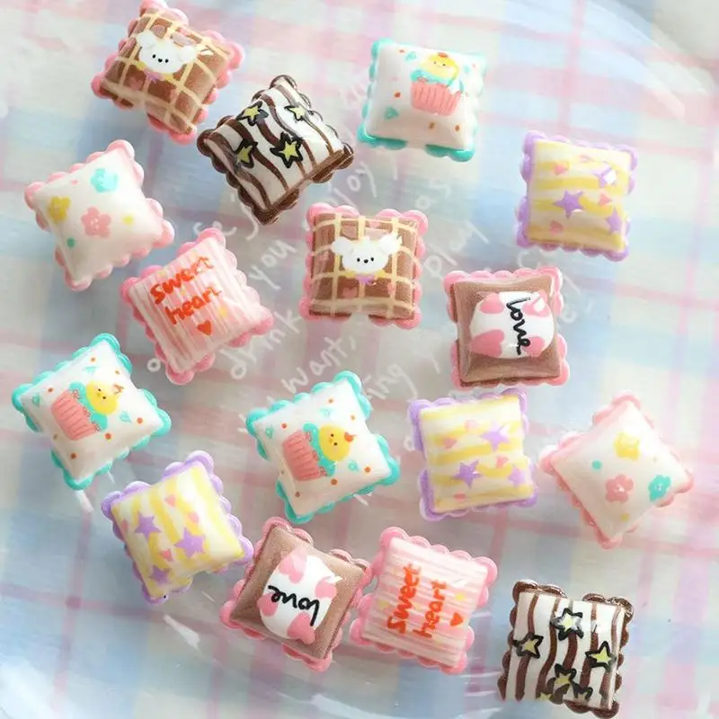 10Pcs Color Pattern Print Geometry Square Shape Acrylic Beads Diy Jewelry Garment Hair Accessory