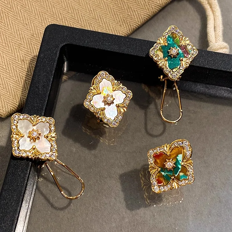 

Retro Fritillary Light Luxury Exquisite Temperament Advanced Ancient Brushed Craft Earrings