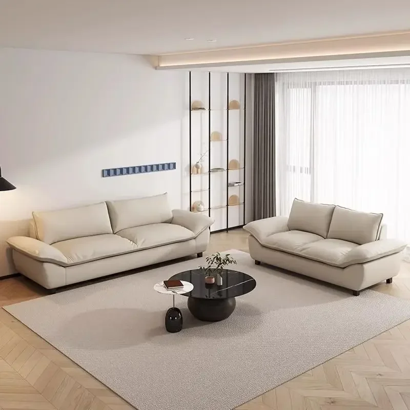 Italian Cream Style Simple Modern Rental House Small Household Living Room Fabric Simple Double Triple Sofa