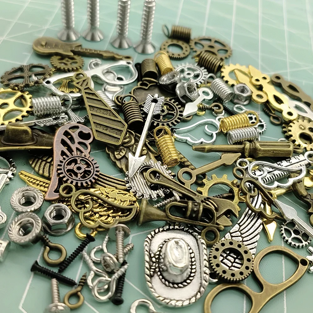 Accessori per orologi Puntatore per ingranaggi a vite a vento a vapore punk fai-da-te, costruzione di materiali punk con ciondolo per collana portachiavi