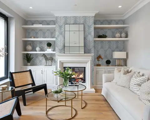 Ljusblå lövfärgade självhäftande tapeter, bohemisk självhäftande tapet, avtagbar kontaktpapp för skåp, lådor, sovrum 8 best sales blå tapet - №5