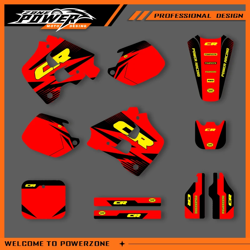 

POWERZONE мотокросс графический фон наклейки наборы наклеек для HONDA 1991, 1992 CR125 CRF250 индивидуальный номер 02