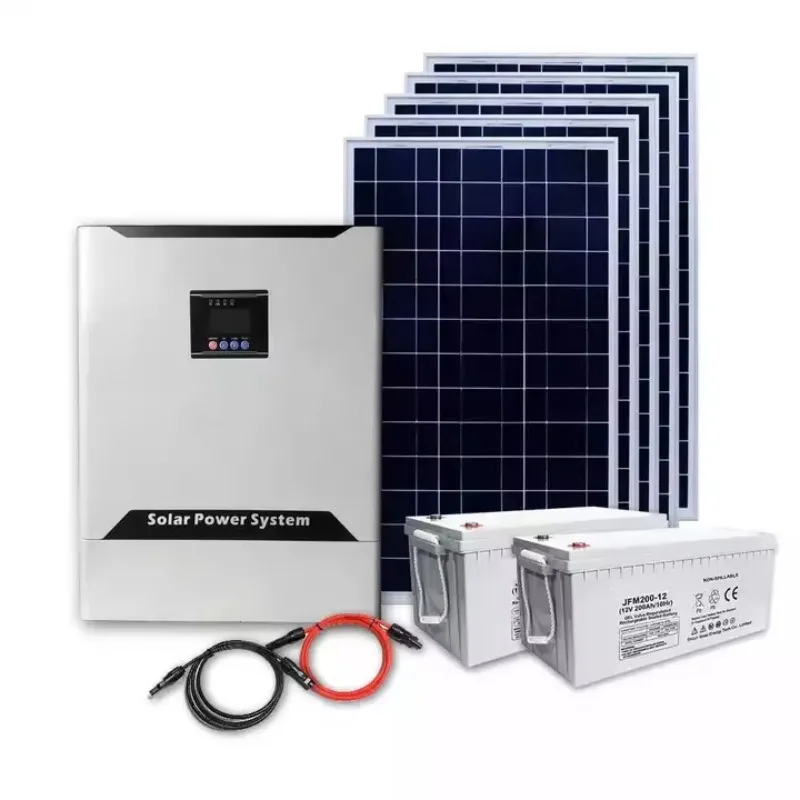 ELEGE 5KW Sistema completo de geração de energia doméstica Controlador de inversor de energia solar MPPT Cablagem de bateria de chumbo-ácido Painel solar de 3KW