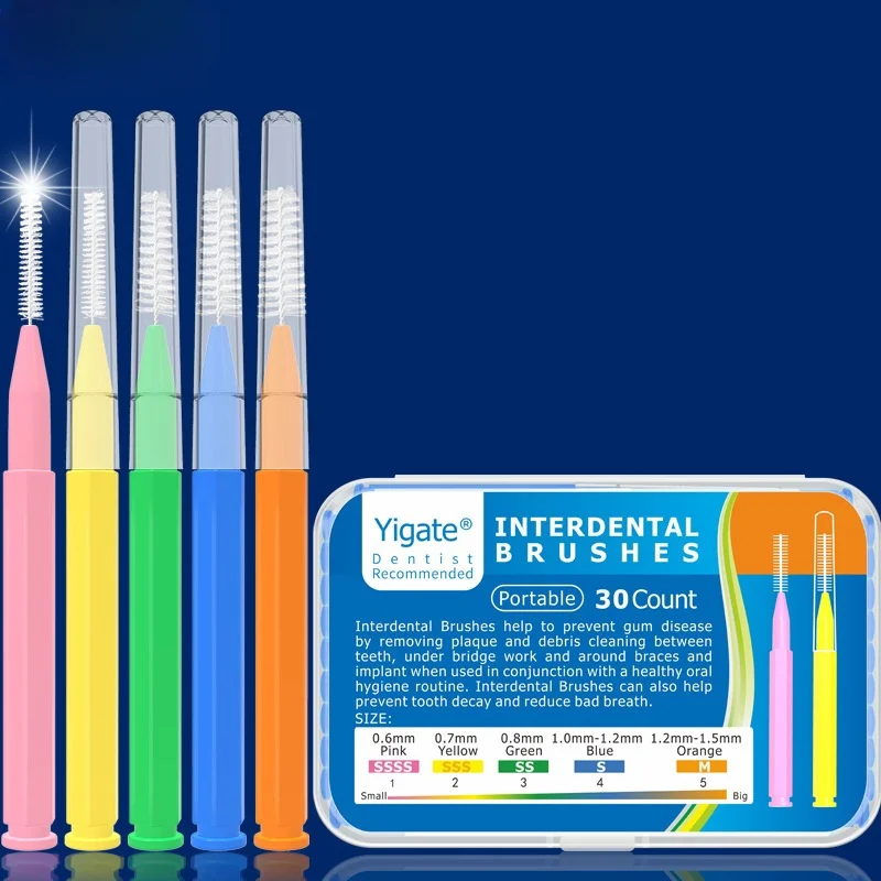 Sikat Interdental, 30 buah/boks sikat Interdental bentuk I Floss Interdental pembersih ortodontik gigi sikat tusuk gigi alat perawatan mulut