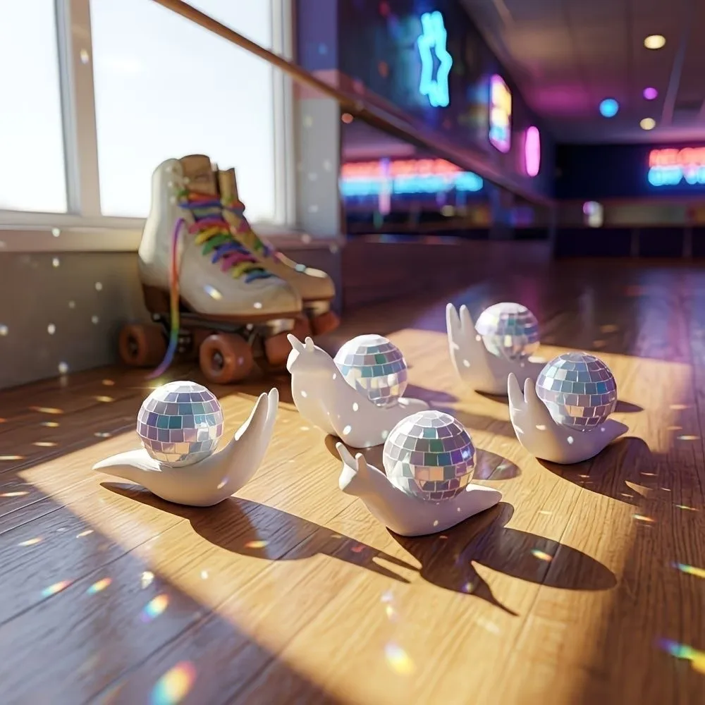 Miniature Snail Disco Ball Sun Catcher Retro Style Snail Sculpture Snail-Shaped Sunshine Catcher Abstract Light Spot