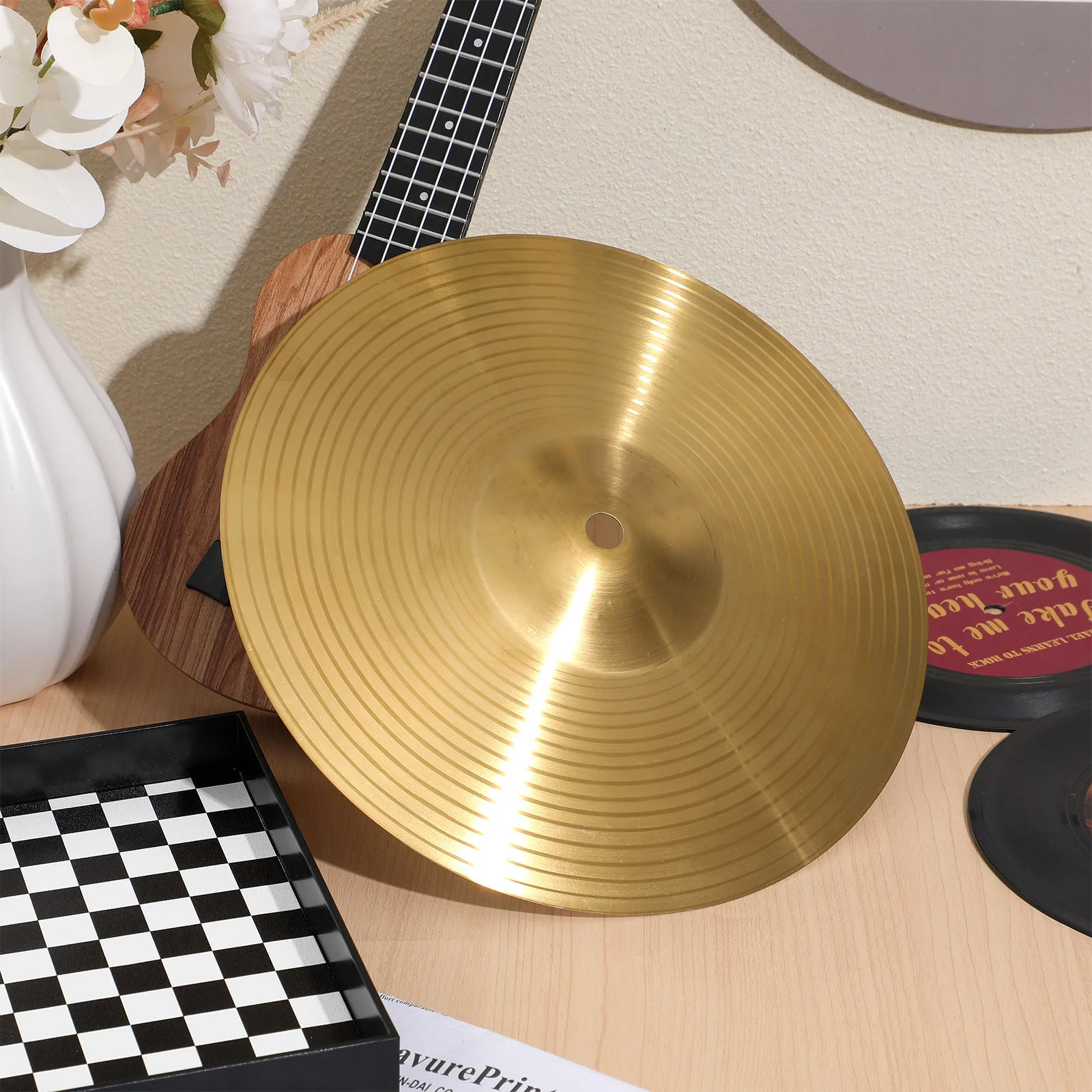 

10 Inch Brass Crash Ride Hi-Hat Cymbals Golden Finish Durable Percussion Instrument For Adult Beginners Professionals