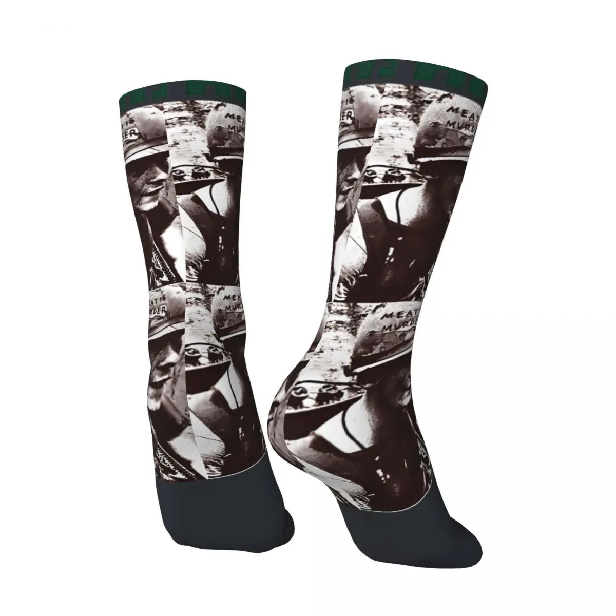 Retro The Meat Is Murder Men's compression Socks Unisex The Smiths Harajuku Pattern Printed Novelty Crew Sock