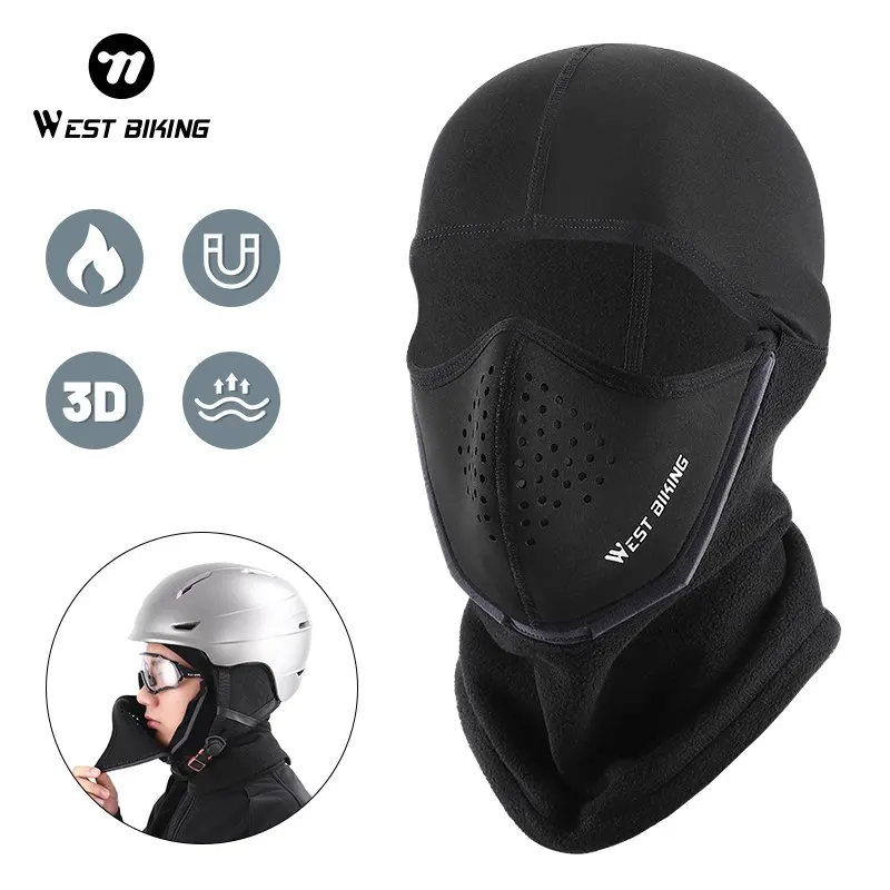 

WEST BIKING Winter Magnetic Thermal Mask Windproof Warm Balaclava Cap Outdoor Sport Skiing Hiking Breathable Motorcycle Headgear