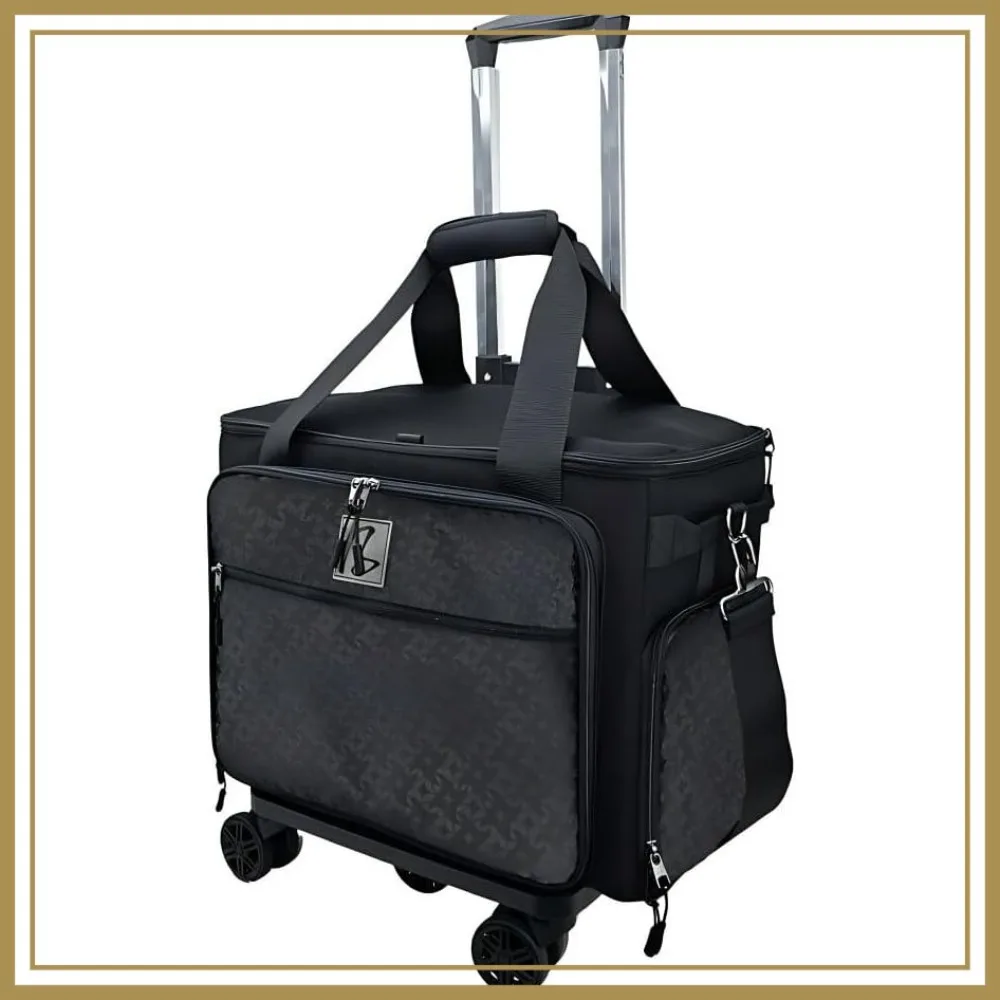

Rolling Cosmetic Bag with 4 Removable Bags, Brushes Storage, Detachable Dividers (Patent Design, Black)
