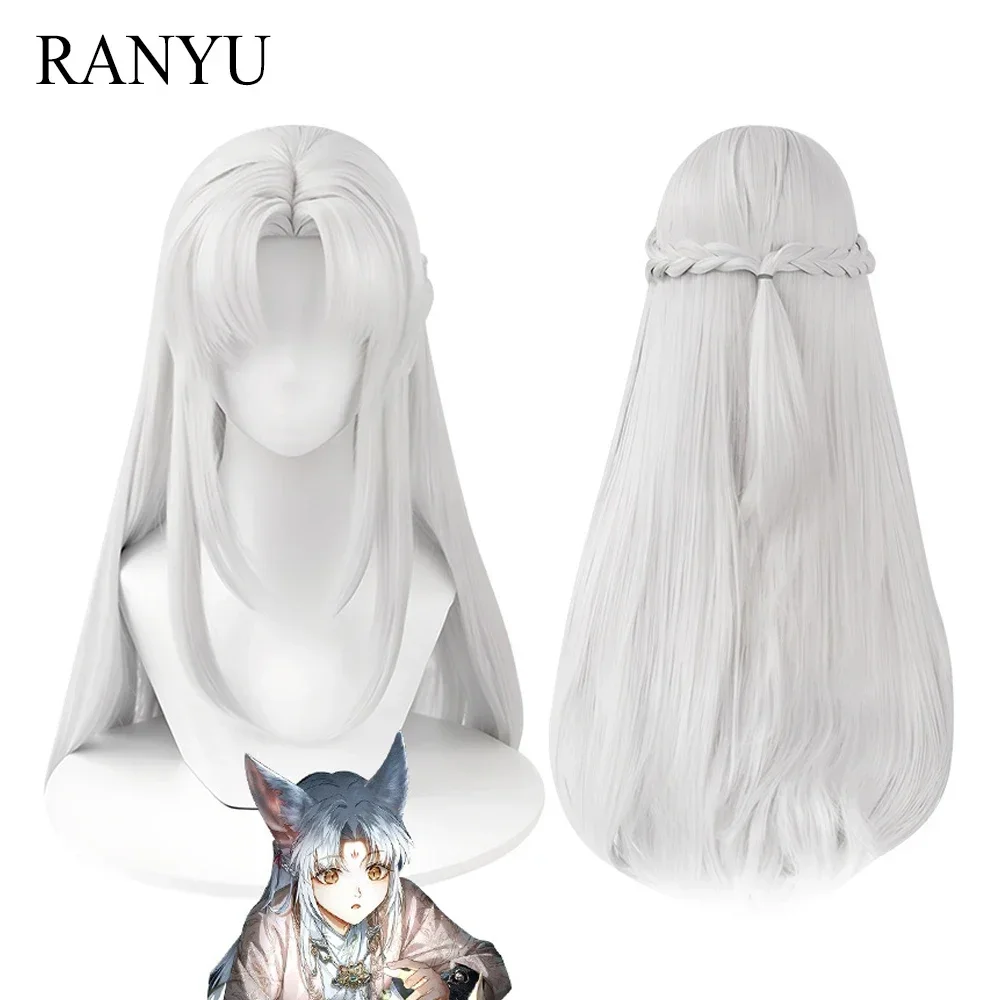 Synthetic Long White Women Straight Wigs With Bangs Anime Game Cosplay Hair Heat Resistant Wig For Daily Party