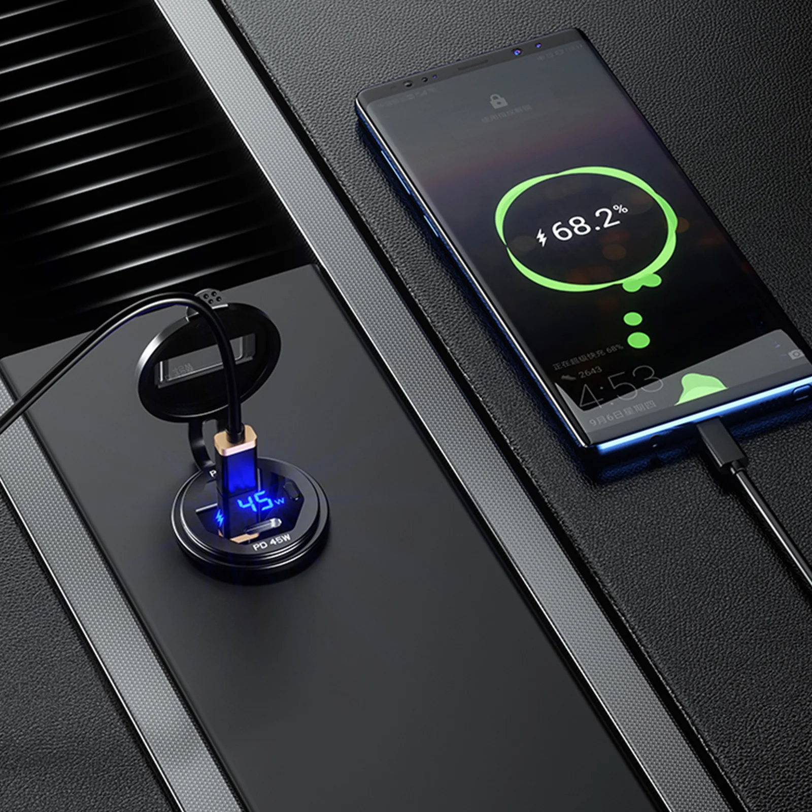 โลหะ Dual 45W USB C ประเภท C PD Fast ที่ชาร์จแบตในรถแรงดันไฟฟ้า/Power สำหรับ SUV รถจักรยานยนต์รถบรรทุกเรือรถบัส RV ATV Dropship