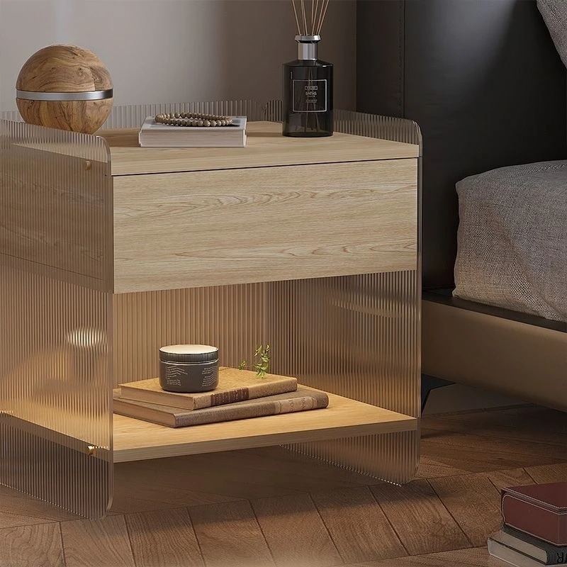 Meja samping tempat tidur penyimpanan, meja samping tempat tidur kecil modern dan sederhana dengan loker penyimpanan, tipe laci rumah tangga