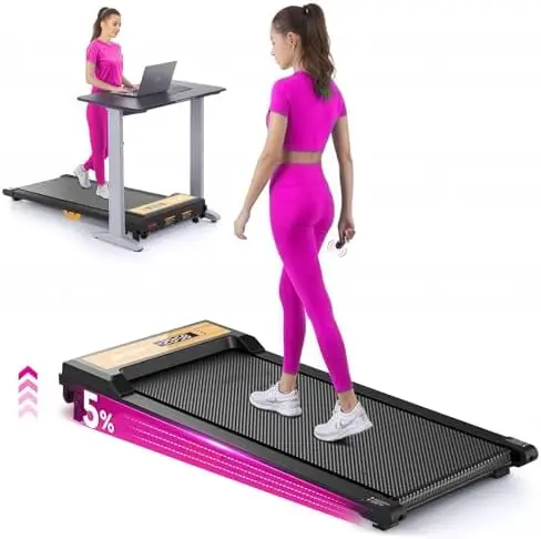 Walking Pad with Incline, Under Desk Treadmill with 2 Control Options, Ultra Slim Design and Double Shock Absorption, LED Displa