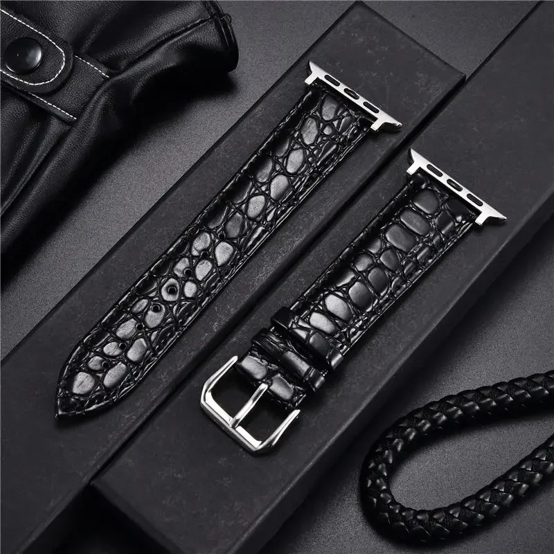 Crocodile Leather Strap Suitable for Apple Watch Ultra SE 9 8 7 6 5 4 3 2 1 Strap for Iwatch 38/40/41mm 42/44/45/49mm