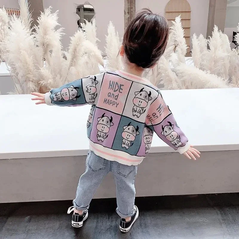 Girls Cardigan Sweaters New Spring Autumn Children's Cartoon Coats Kids Girls Baby Sweaters Casual Cotton Clothing Tops