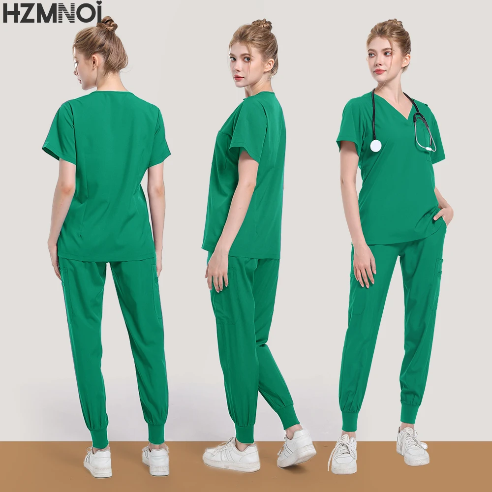 HZMNOI – uniforme d'infirmière de pharmacie multicolore à manches courtes, vêtements de travail pour médecin d'hôpital, uniformes de chirurgie dentaire orale, ensemble de gommage médical