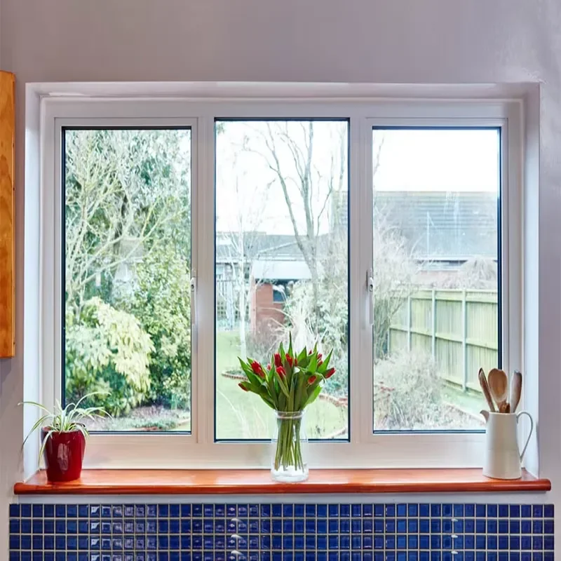Windproof Tempered Glass Horizontal Swing Casement Windows Aluminum Alloy for Residential Villa