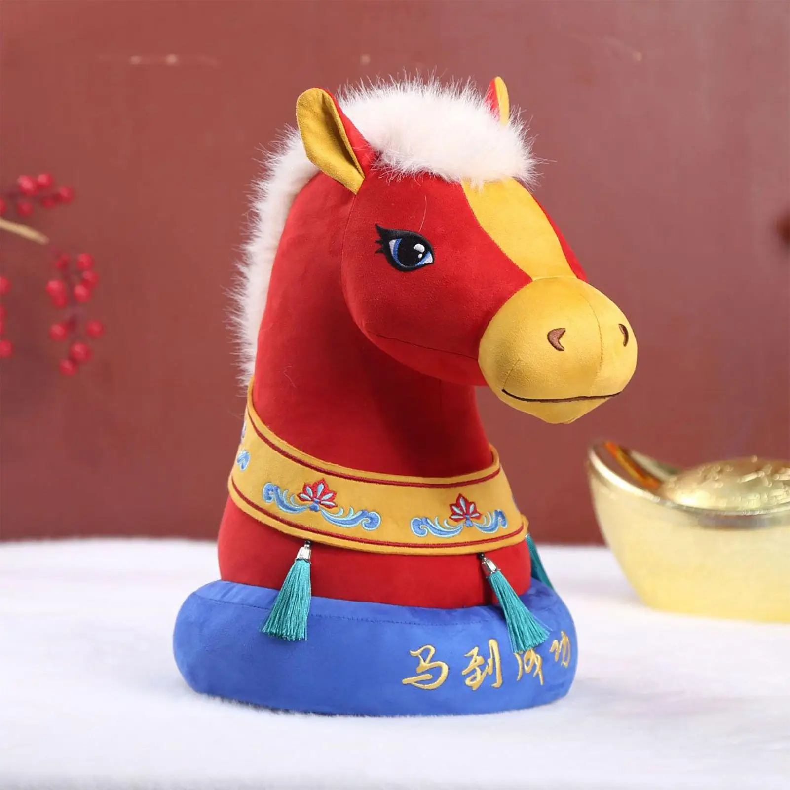

Horse Stuffed Animal New Year Blessing Souvenir 2026 Year Of The Horse Plush Mascot Decorations for Car Office Store Restaurant