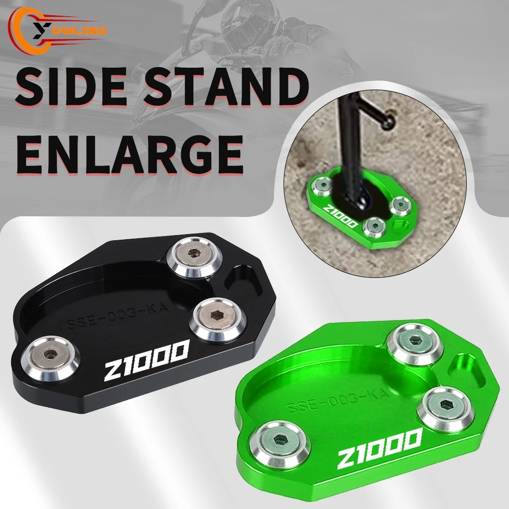 

For KAWASAKI Z1000 2010-2023 2022 2021 2020 2019 2018 Kickstand CNC Foot Side Stand Extension Base Enlarger Plate Pad 2020 2019